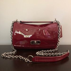 Wine Coach Purse with Chain Strap